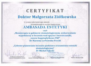 Mezoterapia - certyfikat | Medic Dental